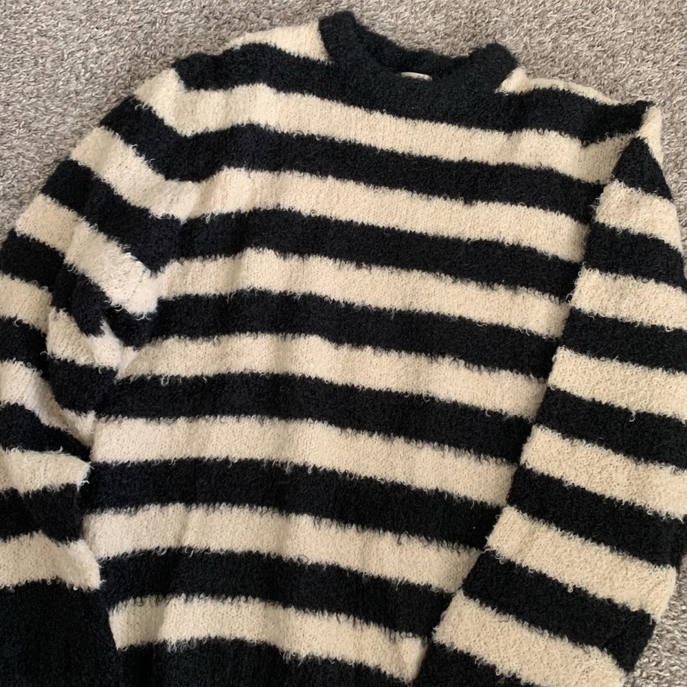 Sienne Boutique Black and Cream Striped Sweater